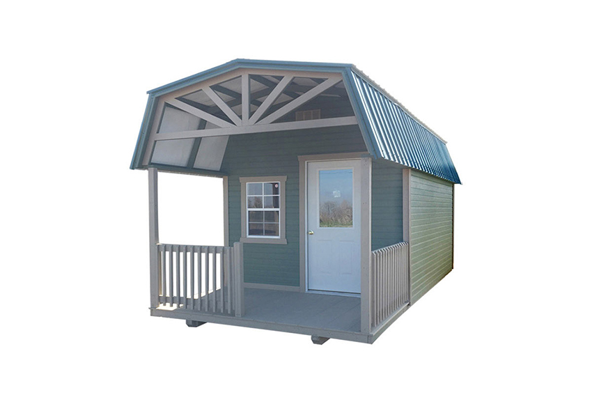 <li>Pequea Green color Dutchlap siding,
Pequea Tan color Trim and railings,
Green color Roof,
Single steel insulated door,
24 x 36 windows</li>
